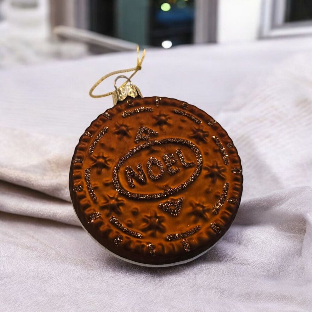 New Brown Noel Oreo Cookie GLASS Food CHRISTMAS Tree Holiday ORNAMENT